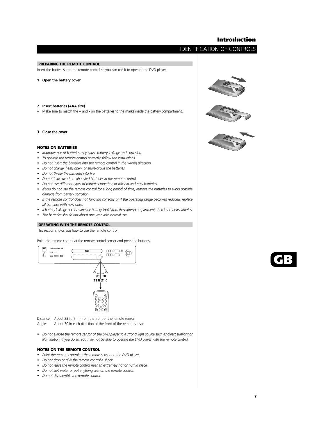 NAD T531 owner manual Preparing the Remote Control, Open the battery cover Insert batteries AAA size, Close the cover 