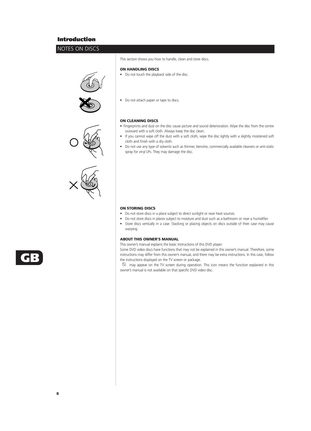 NAD T531 owner manual Notes On Discs, On Handling Discs, On Cleaning Discs, On Storing Discs, Introduction 