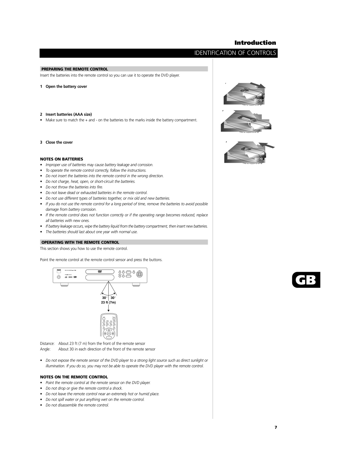 NAD T512, T532 owner manual Preparing the Remote Control, Open the battery cover Insert batteries AAA size, Close the cover 