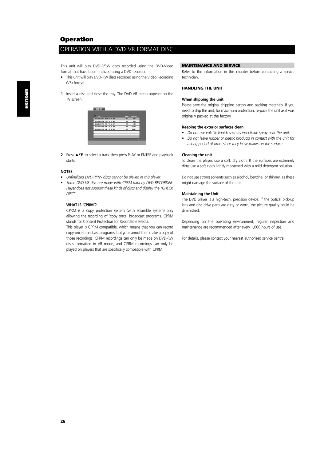 NAD T534 owner manual What is ‘CPRM’?, Maintenance and Service, Handling the Unit 