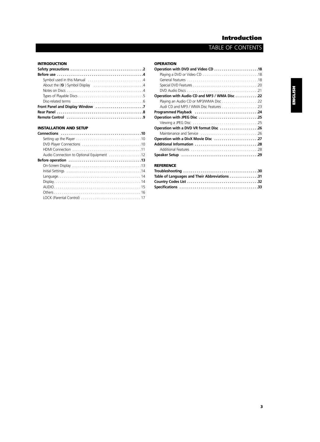 NAD T534 owner manual Table of Contents 