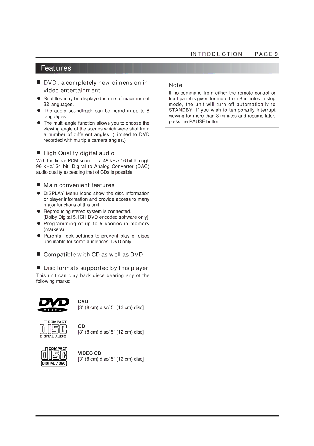 NAD T550DVD owner manual Features, DVD a completely new dimension in video entertainment 