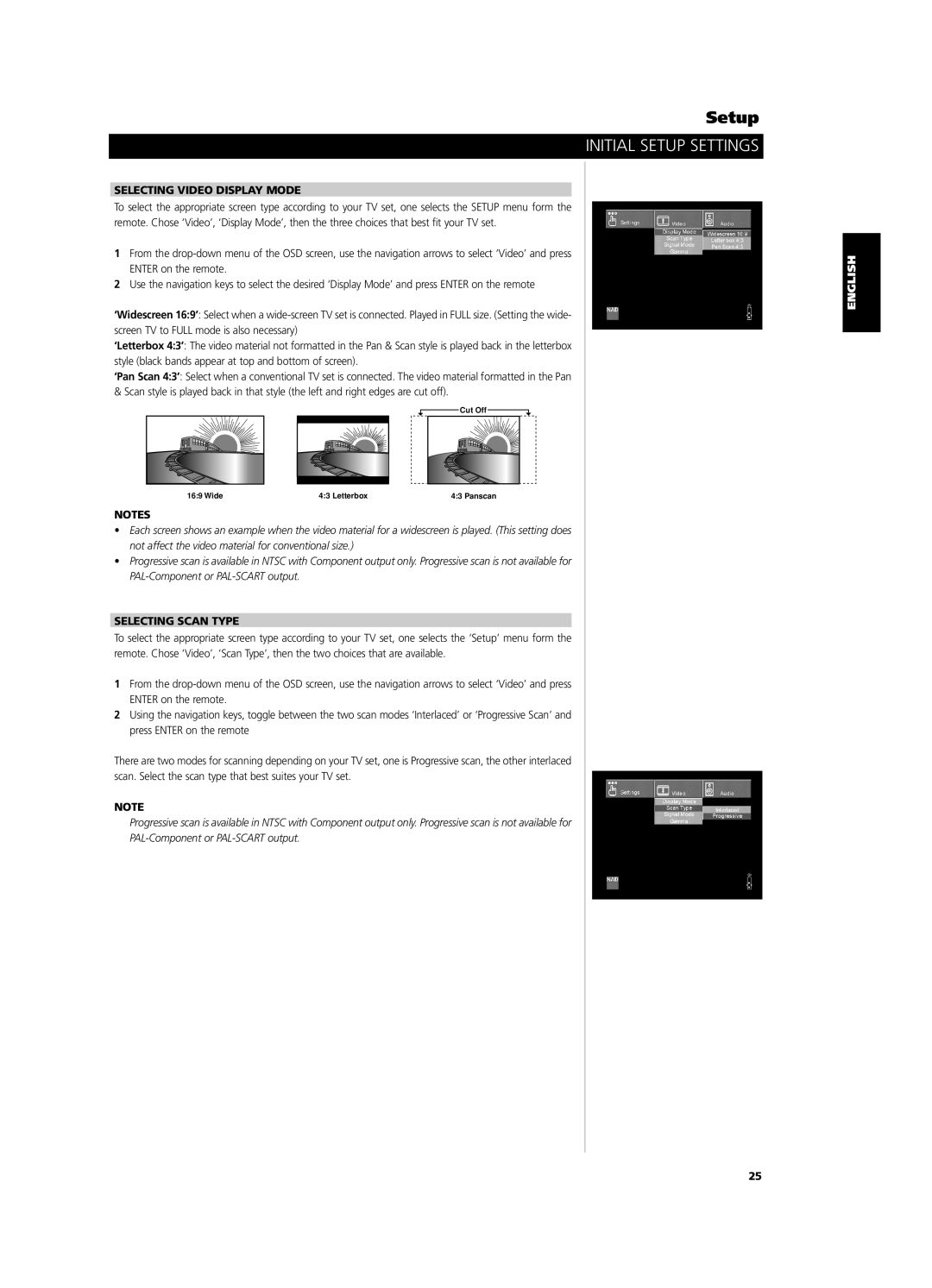 NAD T562 owner manual Selecting Video Display Mode, Selecting Scan Type 