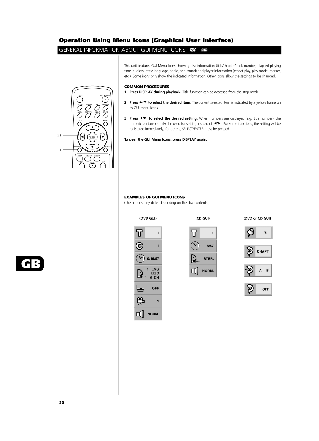 NAD T571 Operation Using Menu Icons Graphical User Interface, General Information about GUI Menu Icons, Common Procedures 