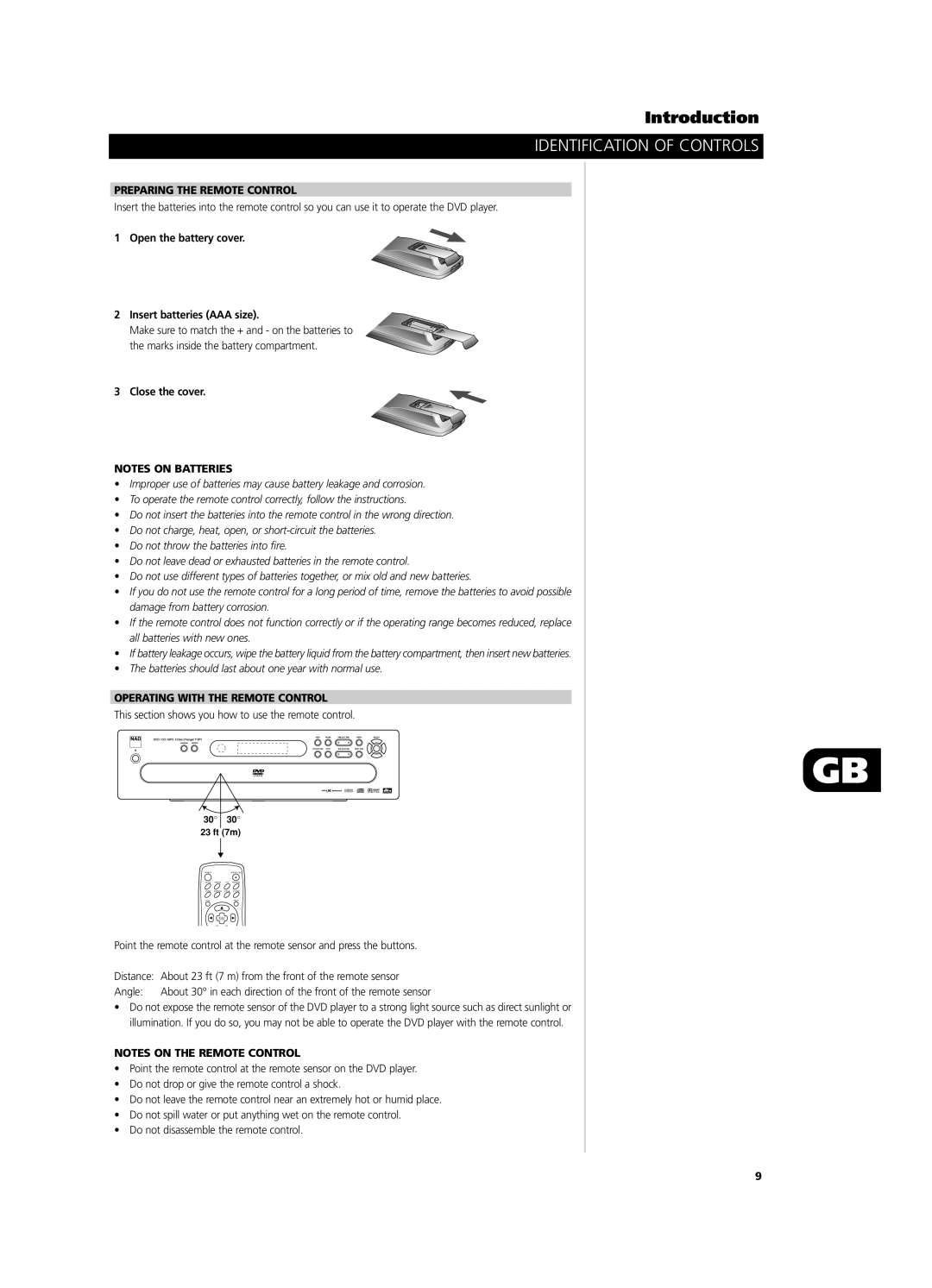 NAD T571 owner manual Preparing the Remote Control, Open the battery cover Insert batteries AAA size, Close the cover 