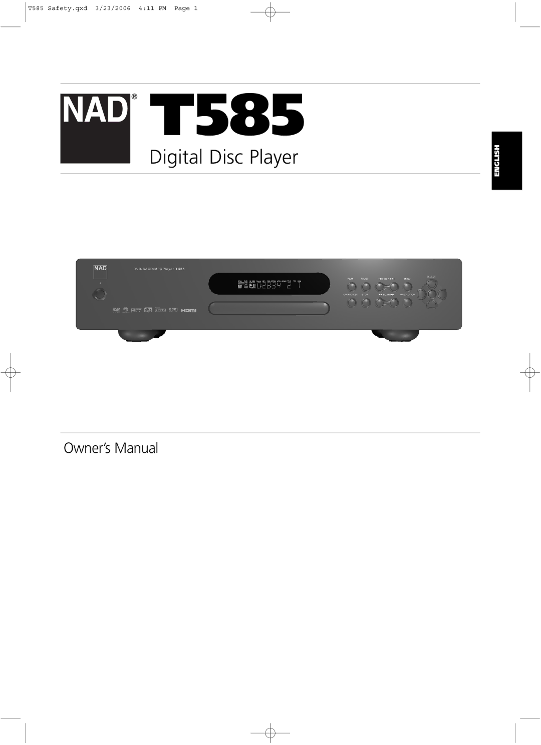 NAD T585 owner manual 