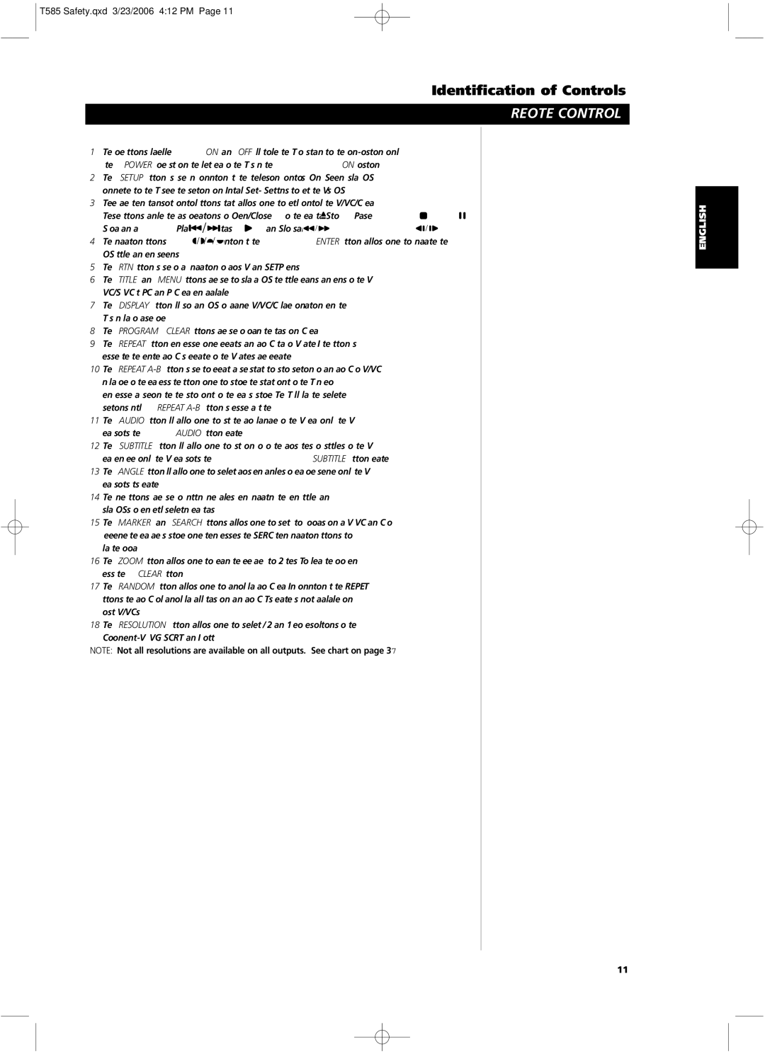 NAD T585 owner manual Identification of Controls 