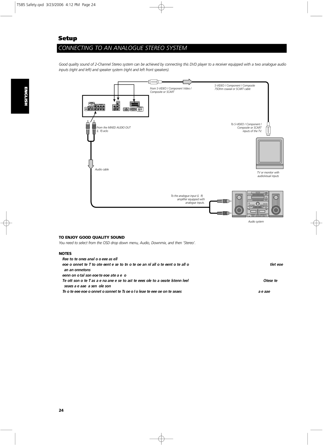 NAD T585 owner manual Connecting to AN Analogue Stereo System, To Enjoy Good Quality Sound 