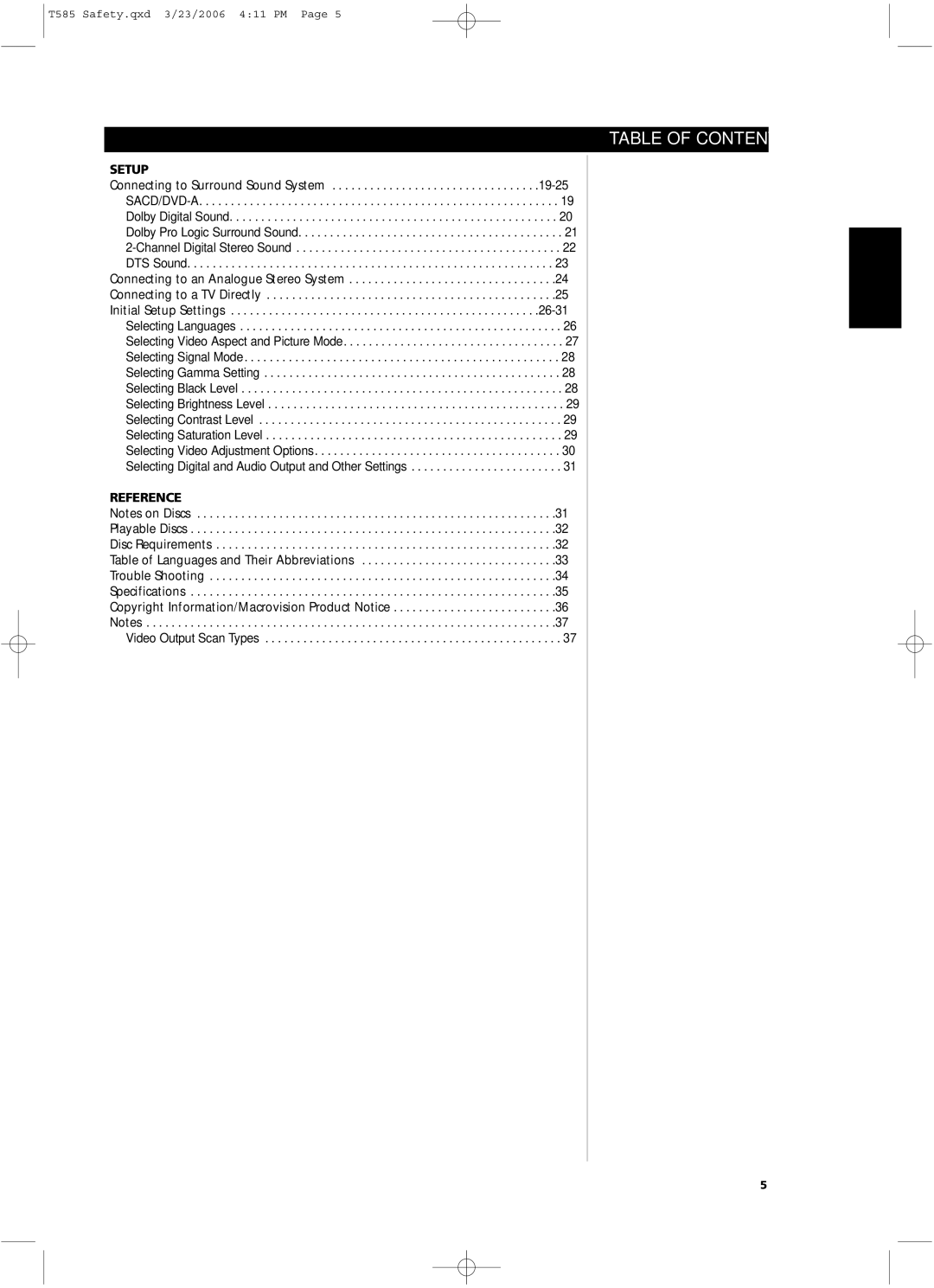 NAD T585 owner manual Setup 