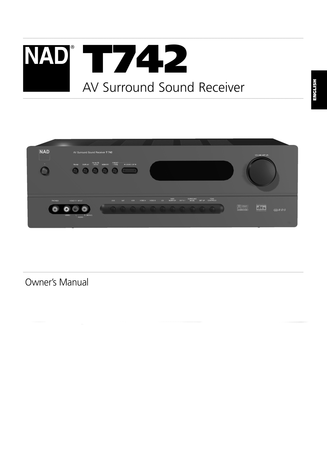 NAD T742 owner manual English, AV Surround Sound Receiver 