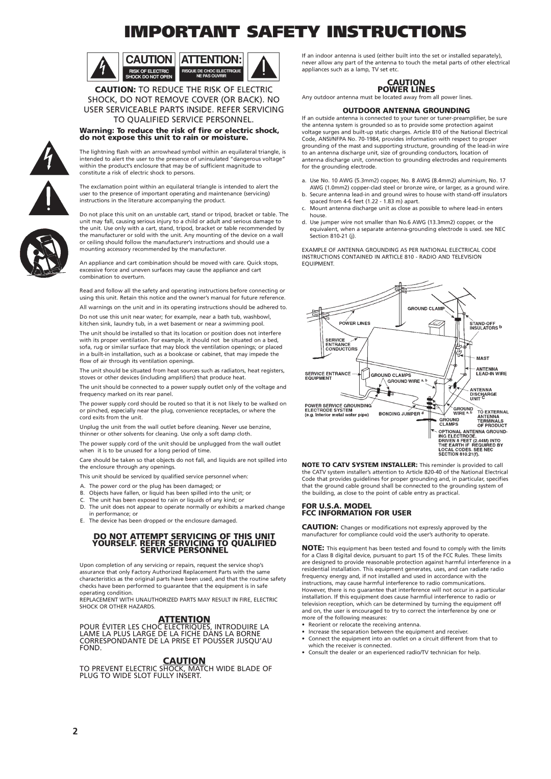 NAD T770 owner manual Important Safety Instructions 