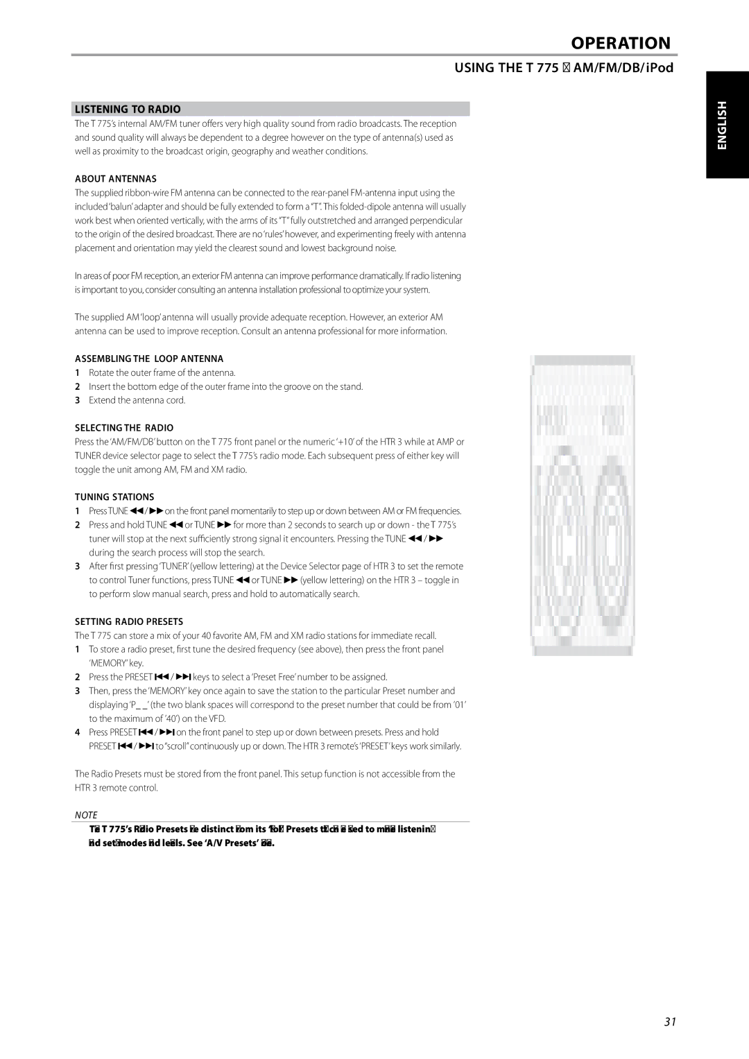 NAD T775 owner manual Listening to Radio 