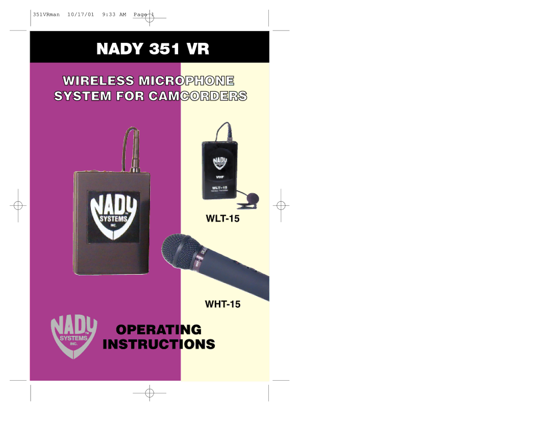 Nady Systems 351VR manual Nady 351 VR 