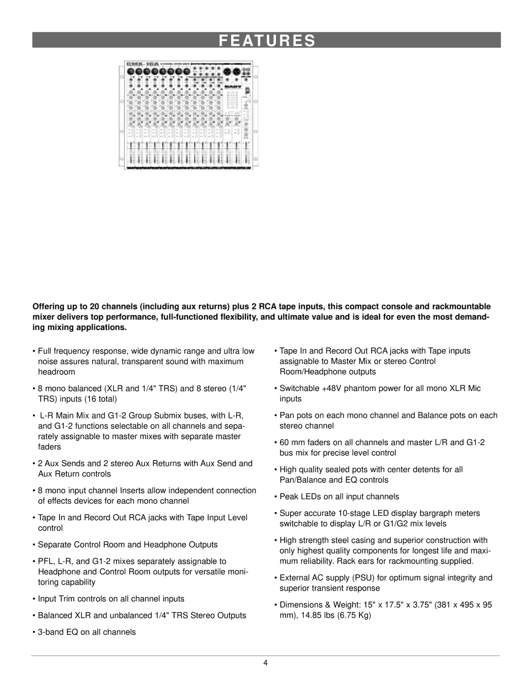 Nady Systems CMX-16A owner manual At U R E S 