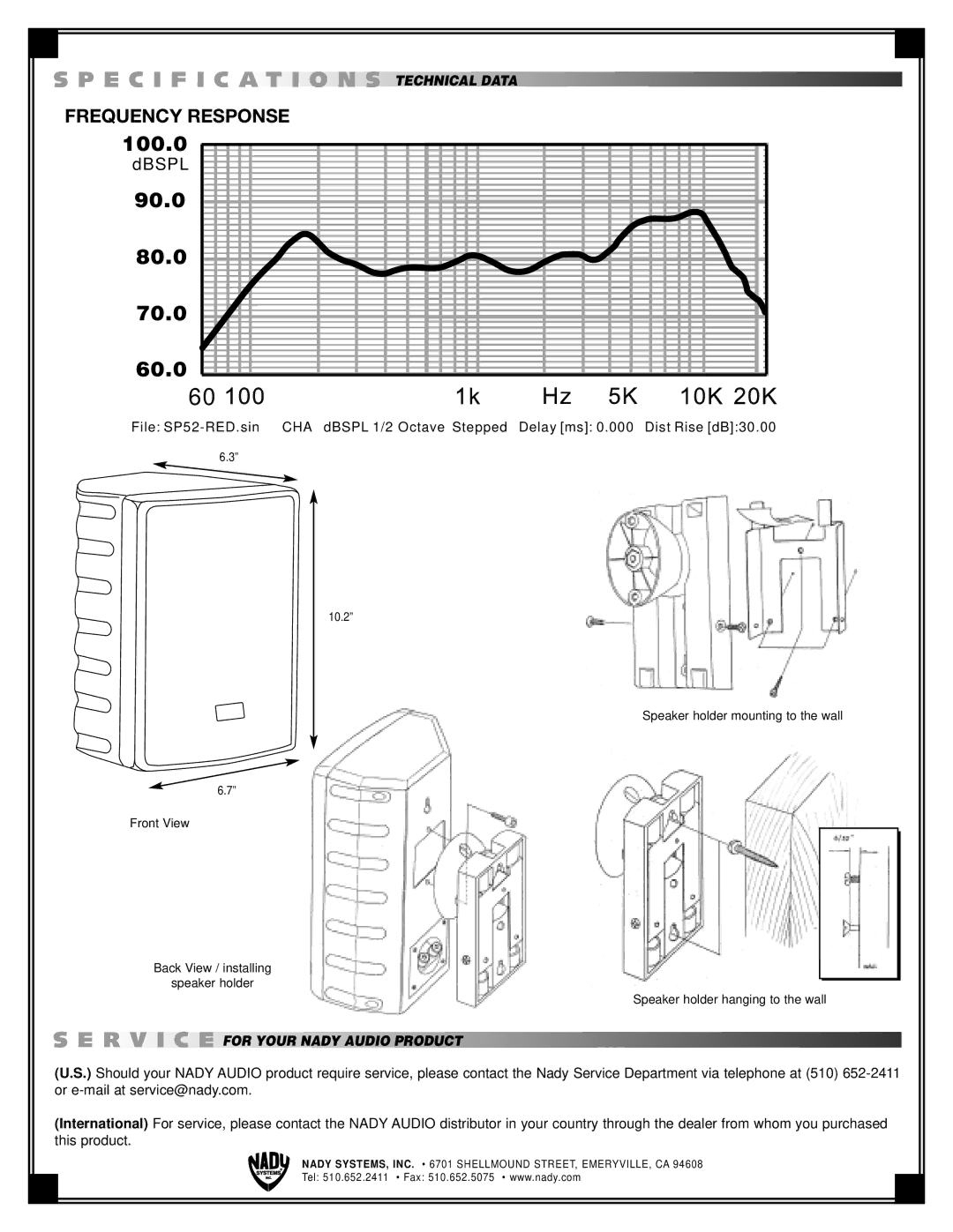 Nady Systems CSM-5 instruction sheet E C I F I C a T I O N S, 100.0, 90.0 80.0 70.0 60.0, R V I C E 