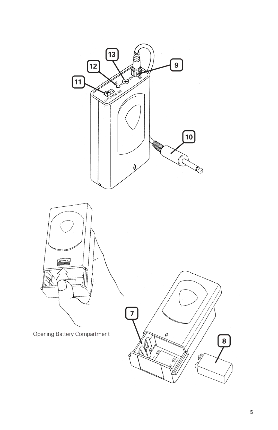 Nady Systems DKW3GTP, DKW3GTR, DKW3GTD, DKW3GTB owner manual Opening Battery Compartment 