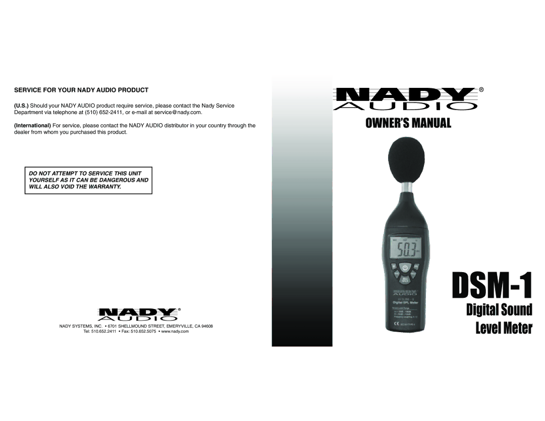 Nady Systems DSM-1 owner manual 