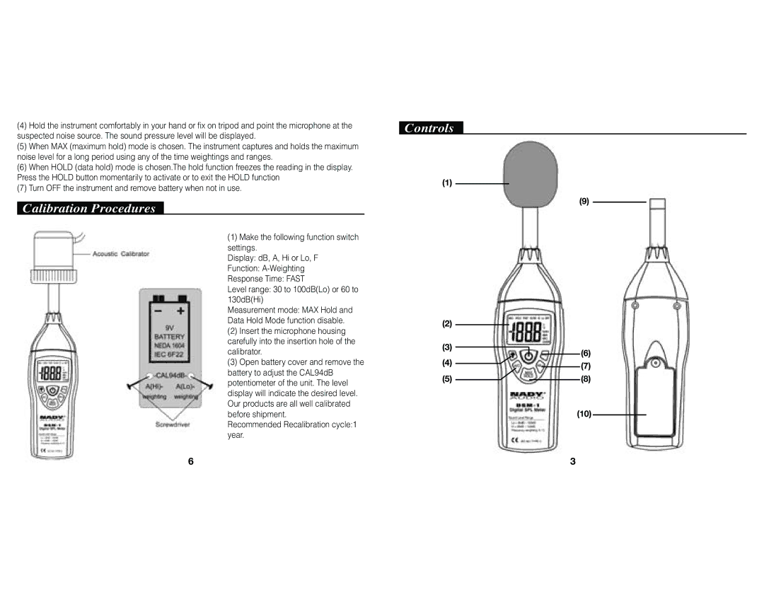 Nady Systems DSM-1 owner manual Calibration Procedures, Controls 