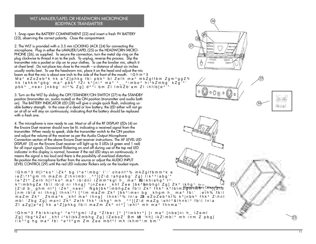 Nady Systems Encore Duet manual Opening Battery Compartment 