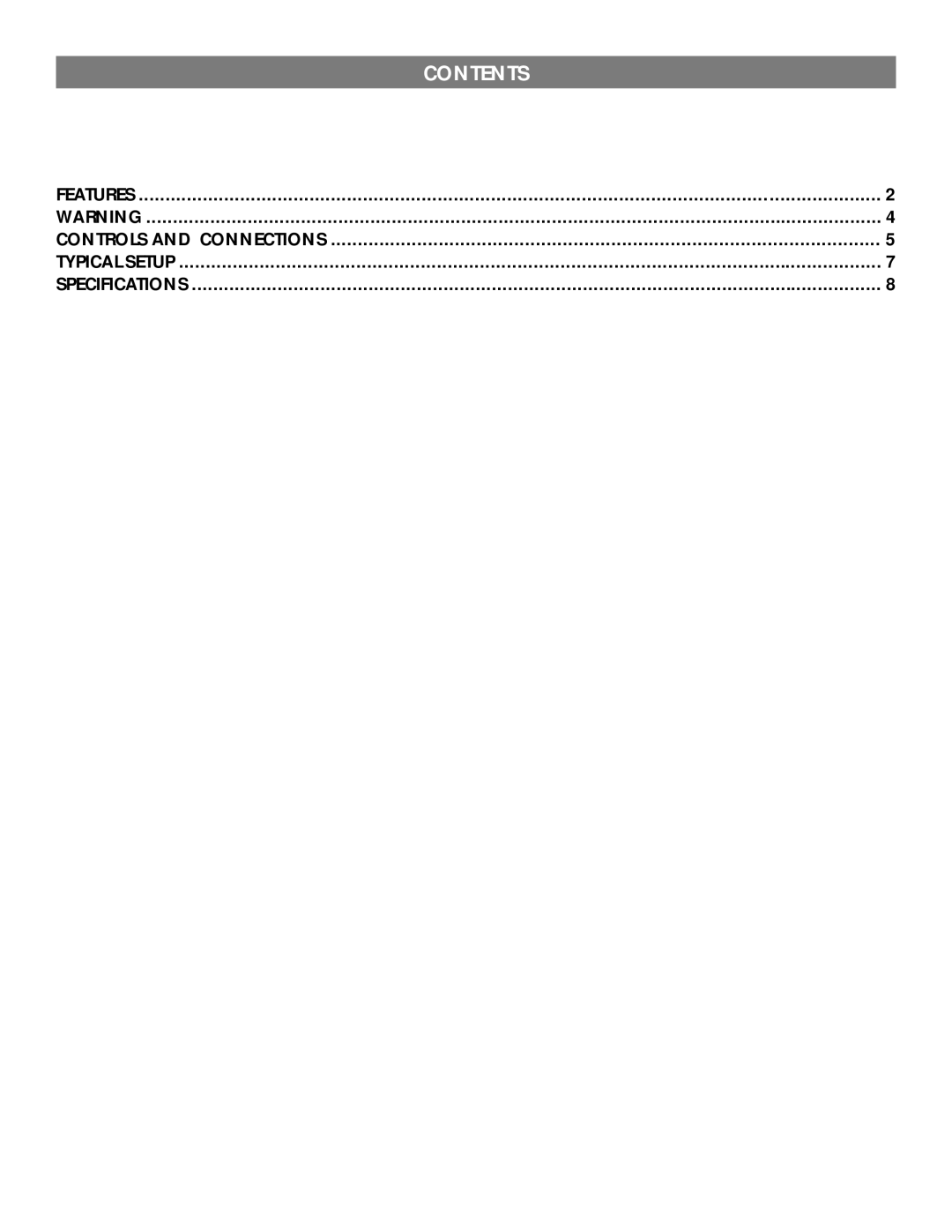 Nady Systems FS4N manual Contents 