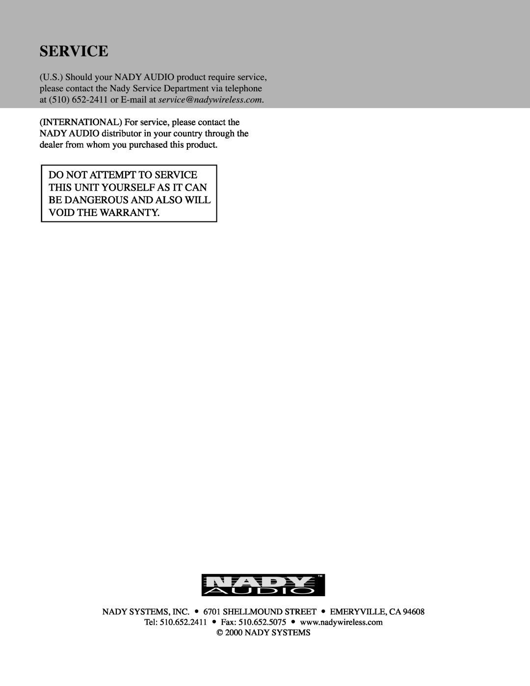 Nady Systems FS4N manual 