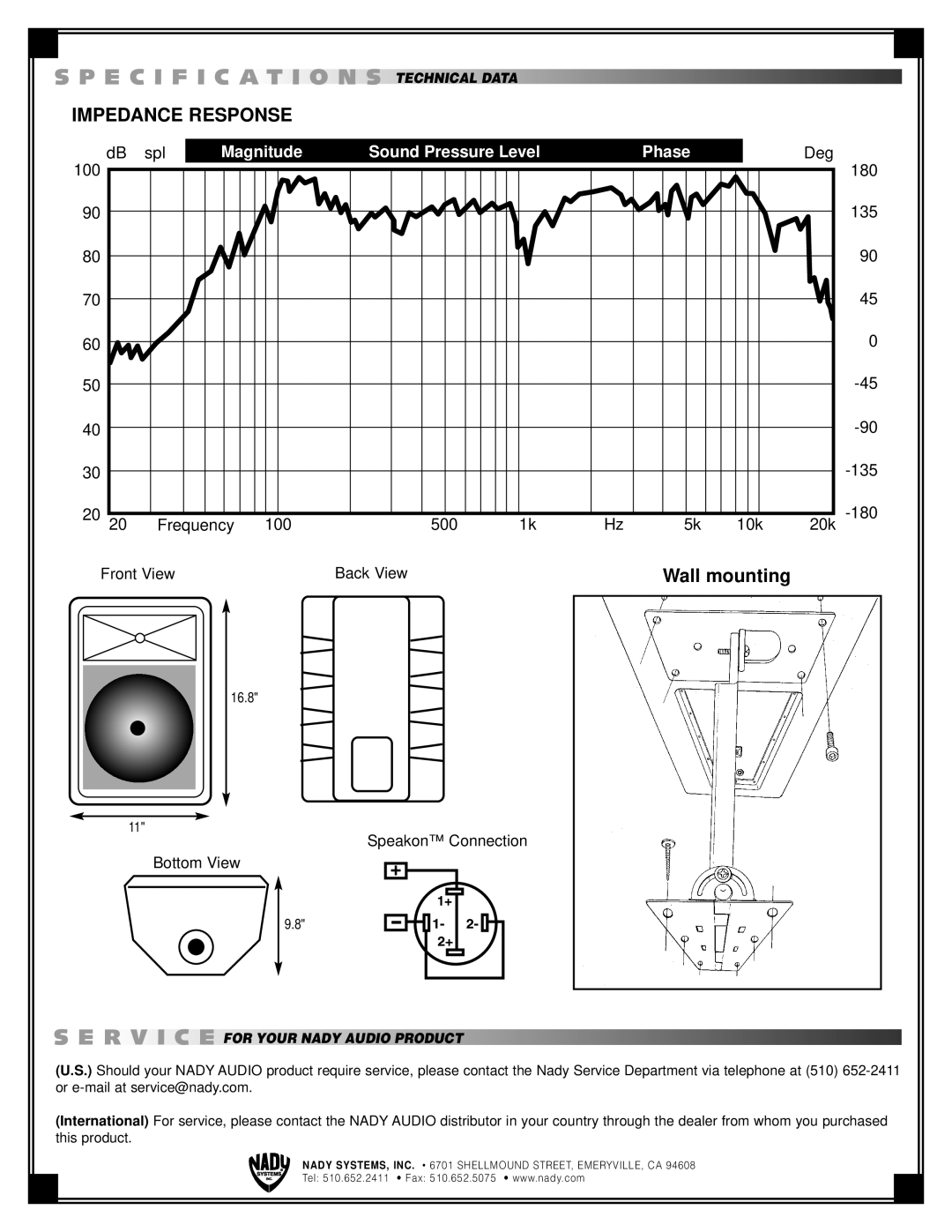 Nady Systems MC-8 important safety instructions E C I F I C a T I O N S, Technical Data, For Your Nady Audio Product 