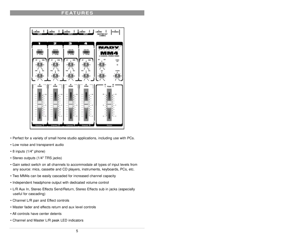 Nady Systems MM4 owner manual At U R E S 