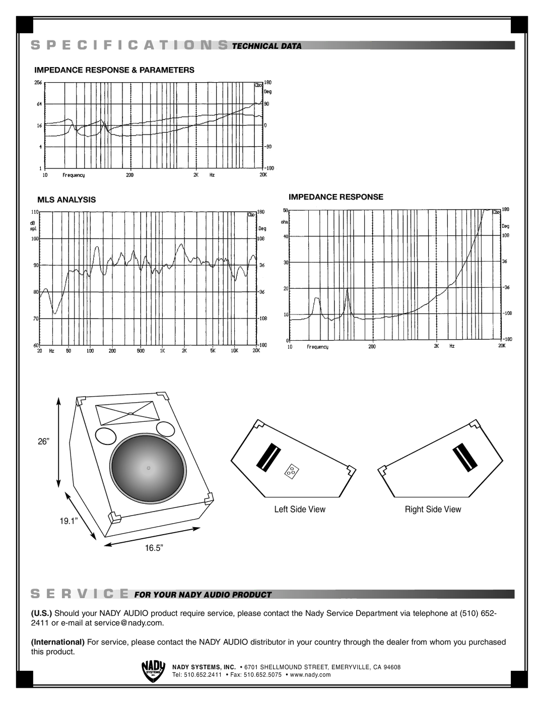 Nady Systems PFW12 important safety instructions E C I F I C a T I O N S, R V I C E 