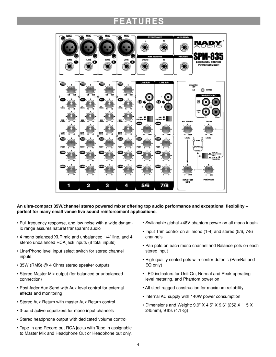 Nady Systems SPM-835 owner manual At U R E S 