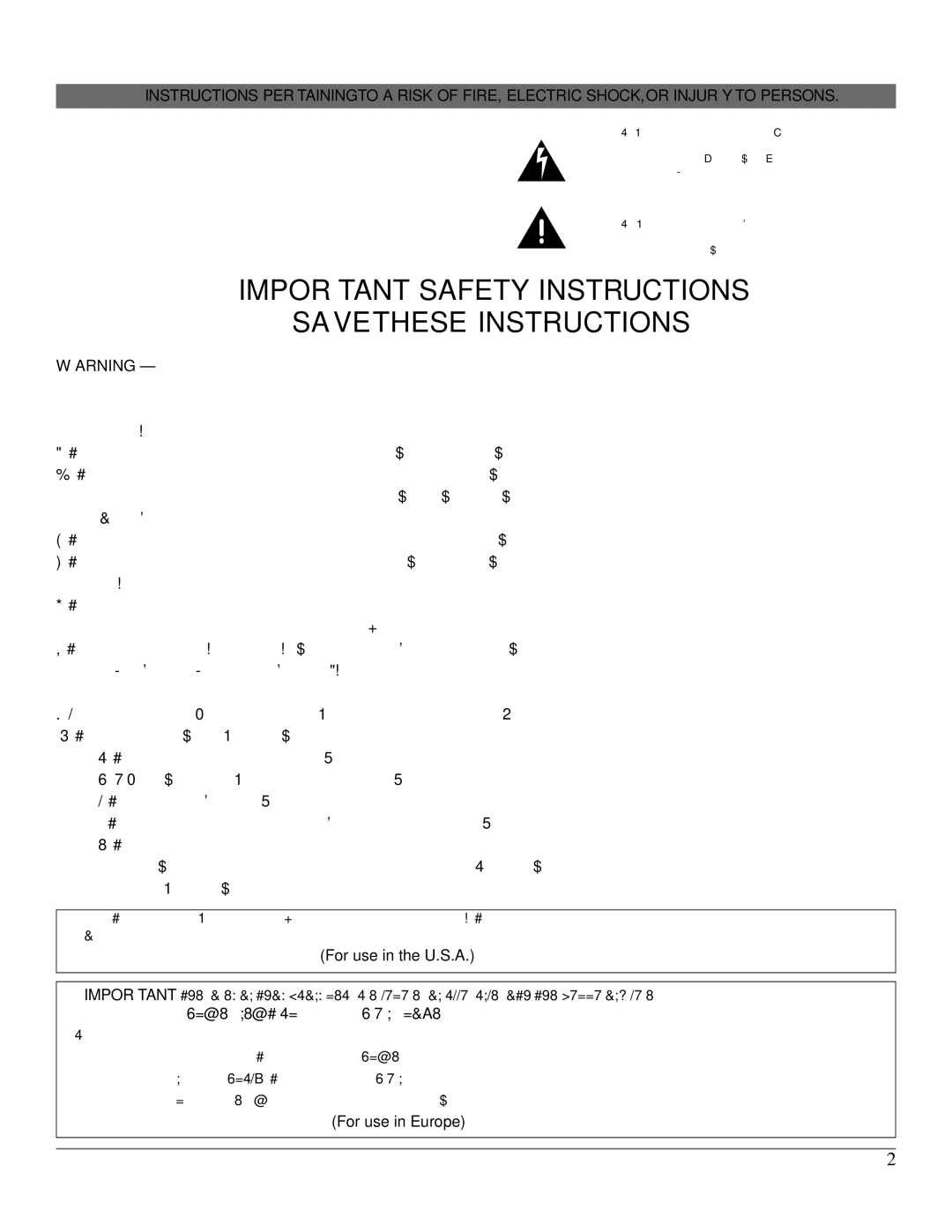 Nady Systems SRA 2250, SRA 2150 manual Impor Tant Safety Instructions, Blue Neutral Brown Live 