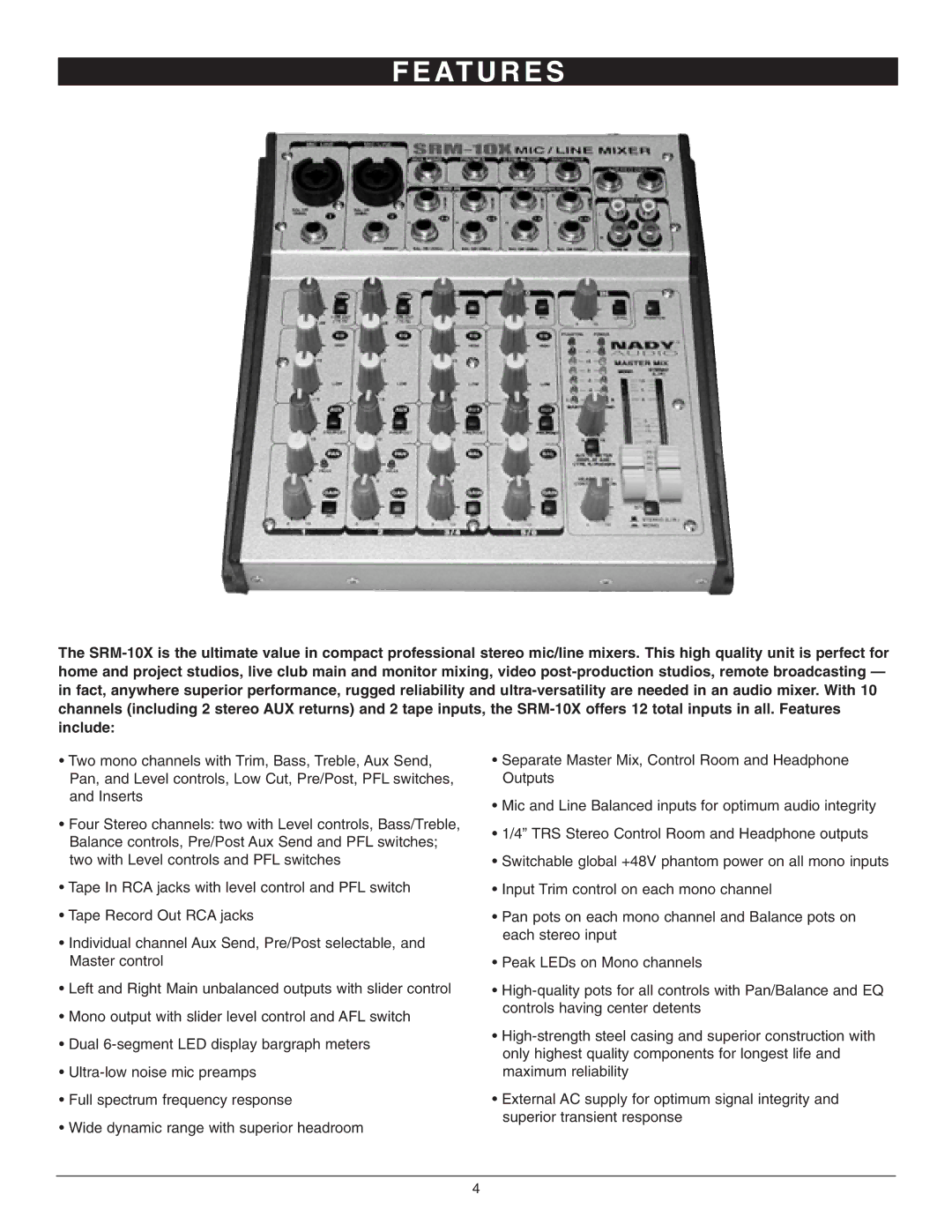 Nady Systems SRM-10X owner manual At U R E S 