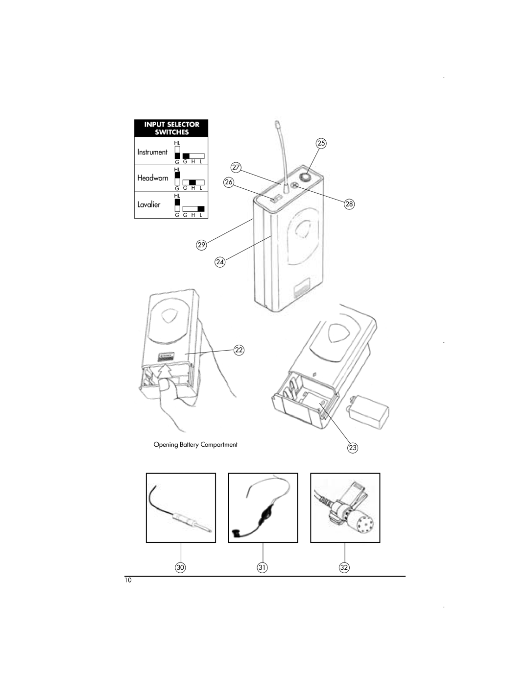 Nady Systems UHF4LTSYS11, UHF4LTSYS15, UHF4LTSYS16, UHF4HTSYS15, UHF4HTSYS14, UHF4LTSYS13 Instrument Headworn Lavalier 