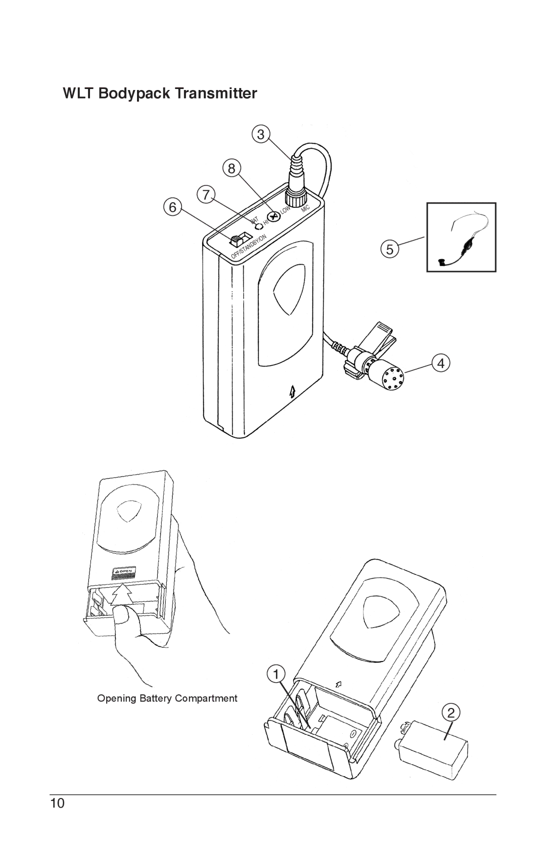 Nady Systems WA120HTE, WA120LTOR, WA120LTOP, WA120LTOK1, WA120LTOH, WA120LTOG1, WA120LTOM1, WA120LTOB WLT Bodypack Transmitter 