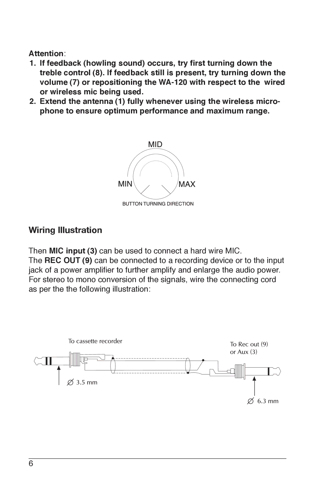 Nady Systems WA120LTOA3115, WA120LTOR, WA120LTOP, WA120LTOK1, WA120LTOH, WA120LTOG1, WA120LTOM1, WA120LTOB Wiring Illustration 