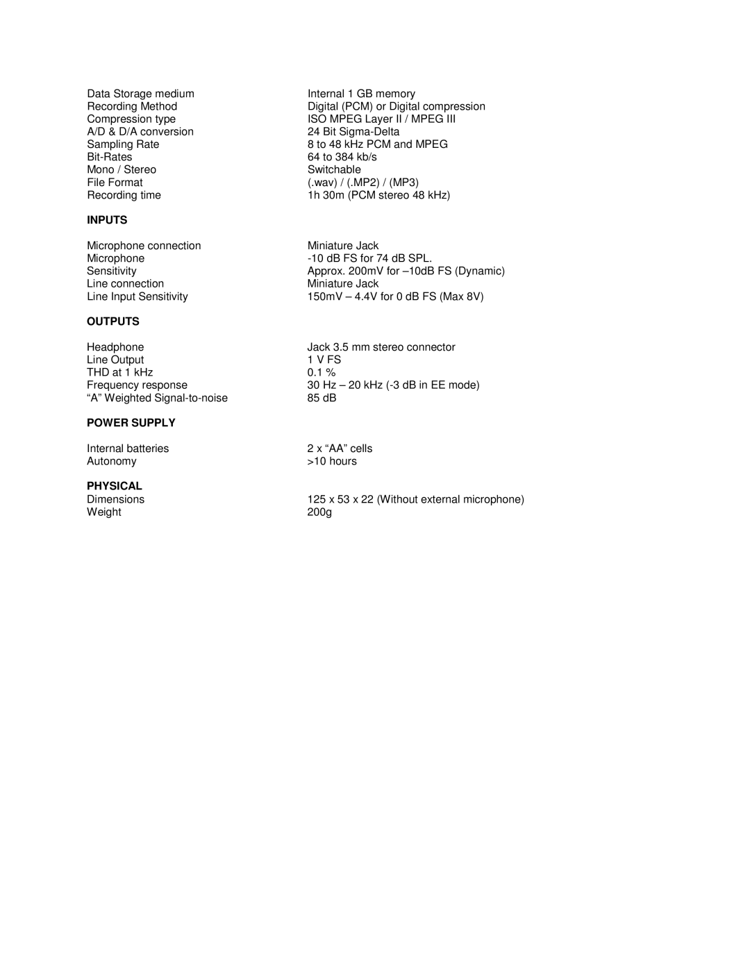 Nagra Ares-M technical specifications Inputs, Outputs, Power Supply, Physical 