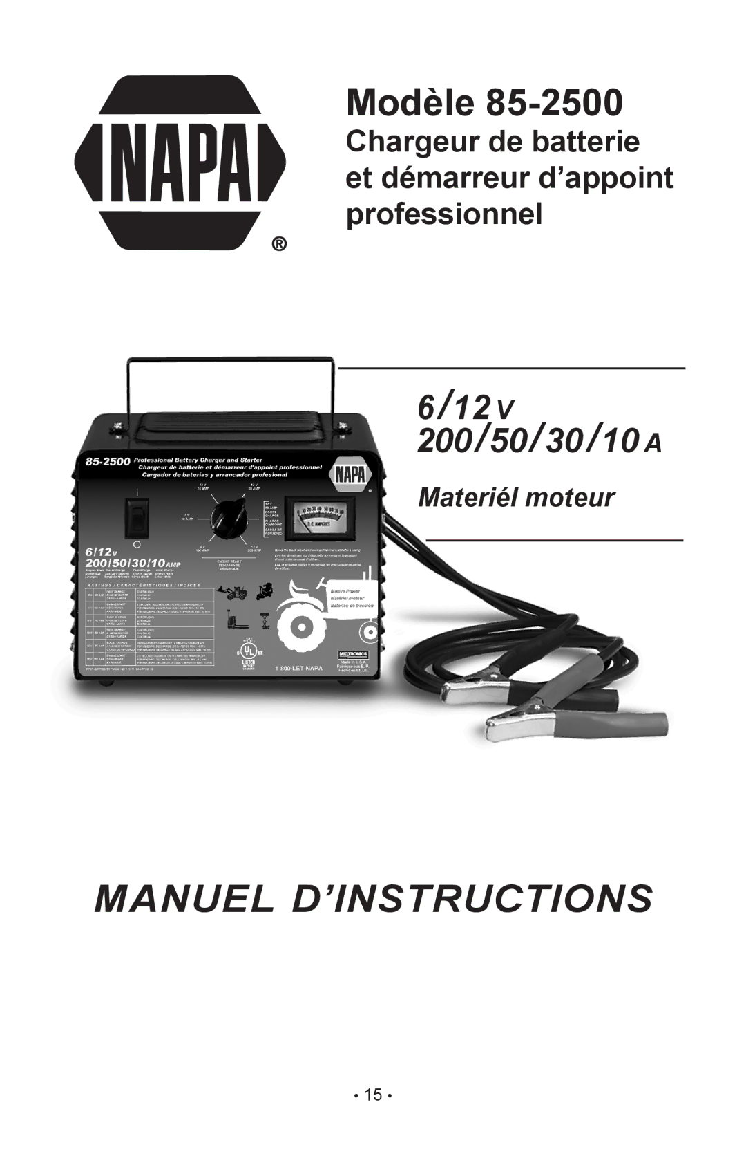 Napa Essentials 85-2500 manual Manuel D’INSTRUCTIONS 