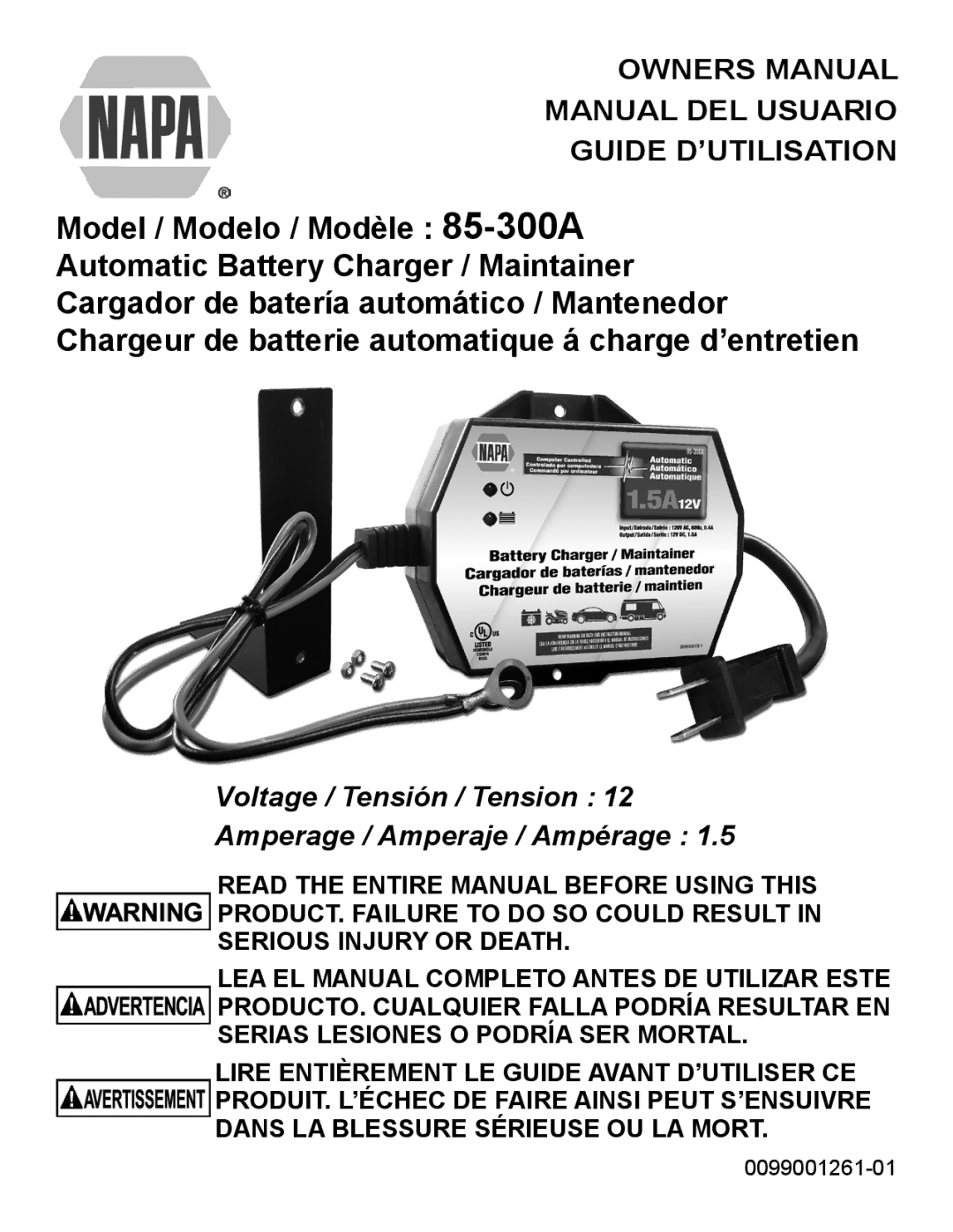 Napa Essentials 85-300A manual Voltage / Tensión / Tension Amperage / Amperaje / Ampérage 