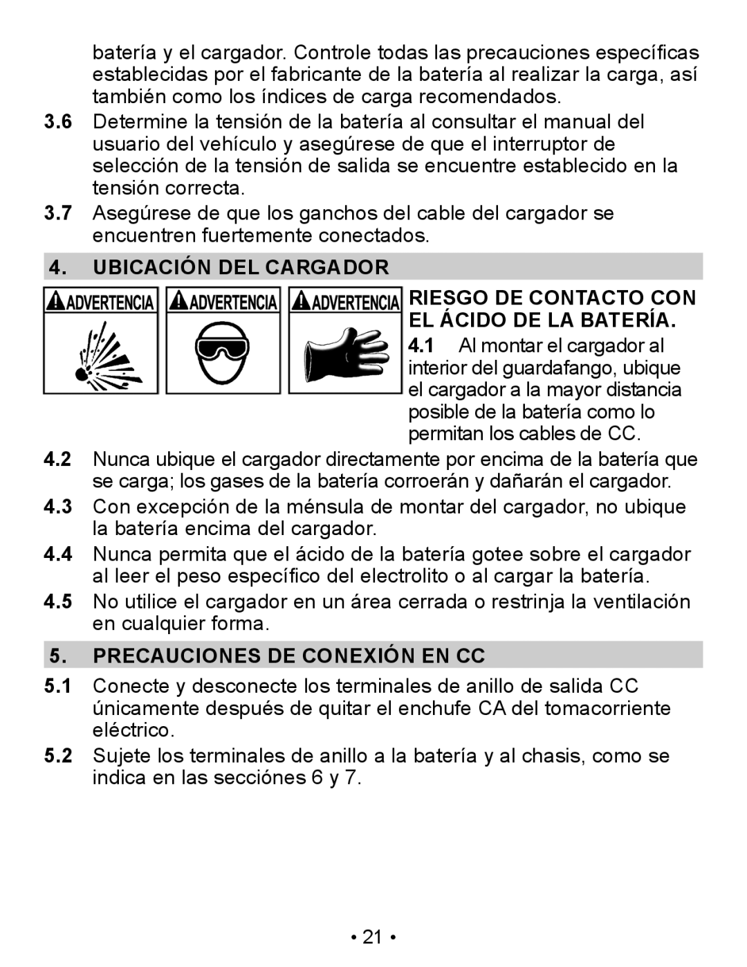 Napa Essentials 85-300A manual Precauciones DE Conexión EN CC 