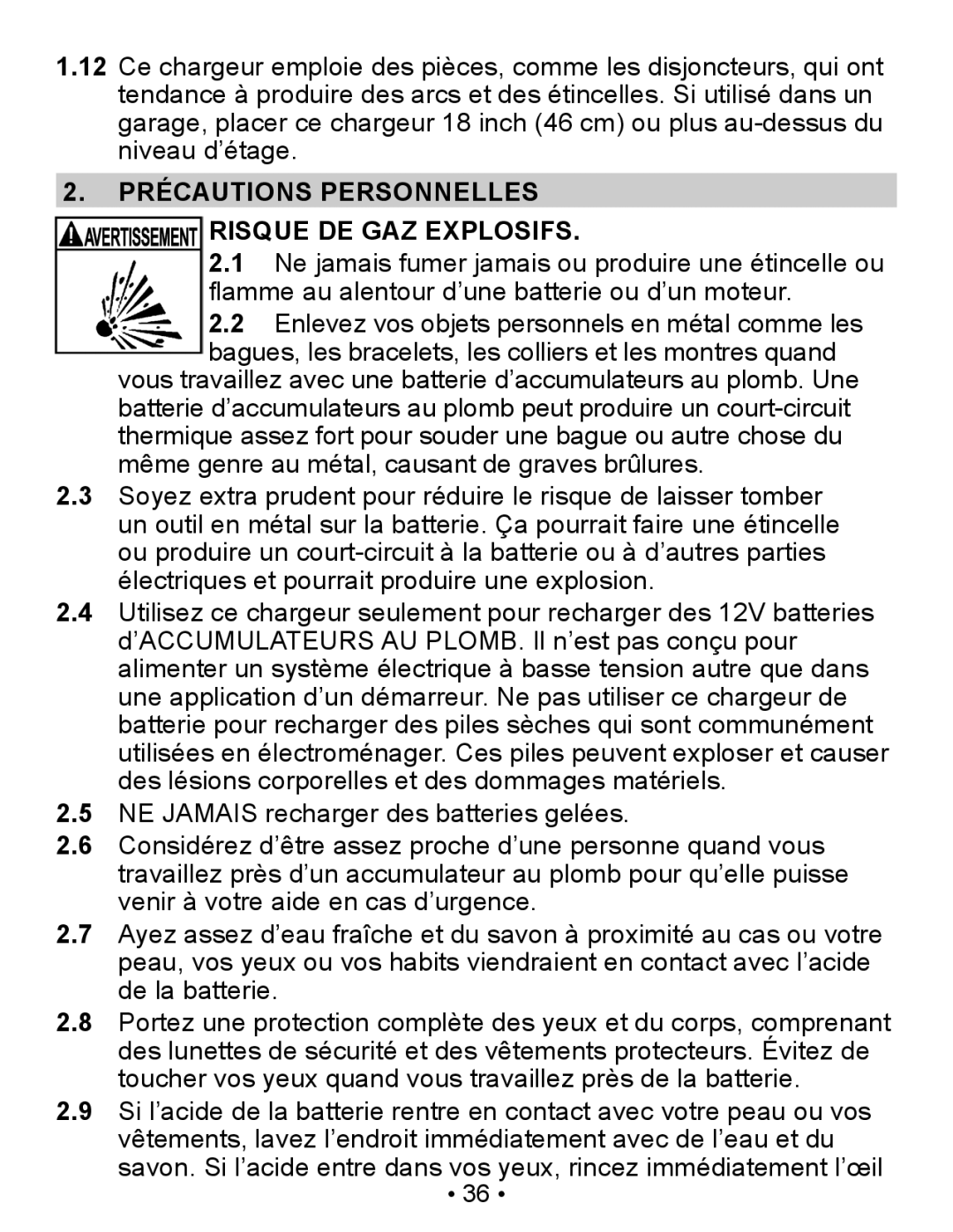 Napa Essentials 85-300A manual Précautions Personnelles Risque DE GAZ Explosifs 