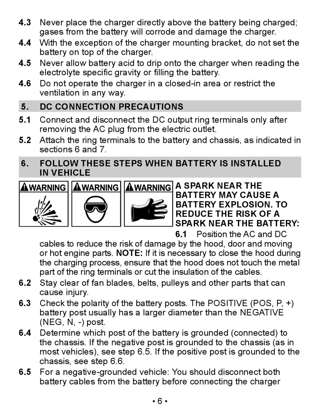 Napa Essentials 85-300A manual DC Connection Precautions 