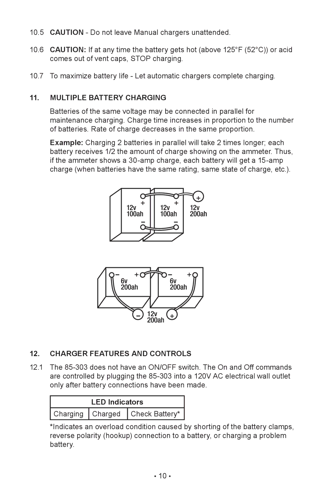 Napa Essentials 85-303 manual Multiple Battery Charging, Charger Features and Controls 