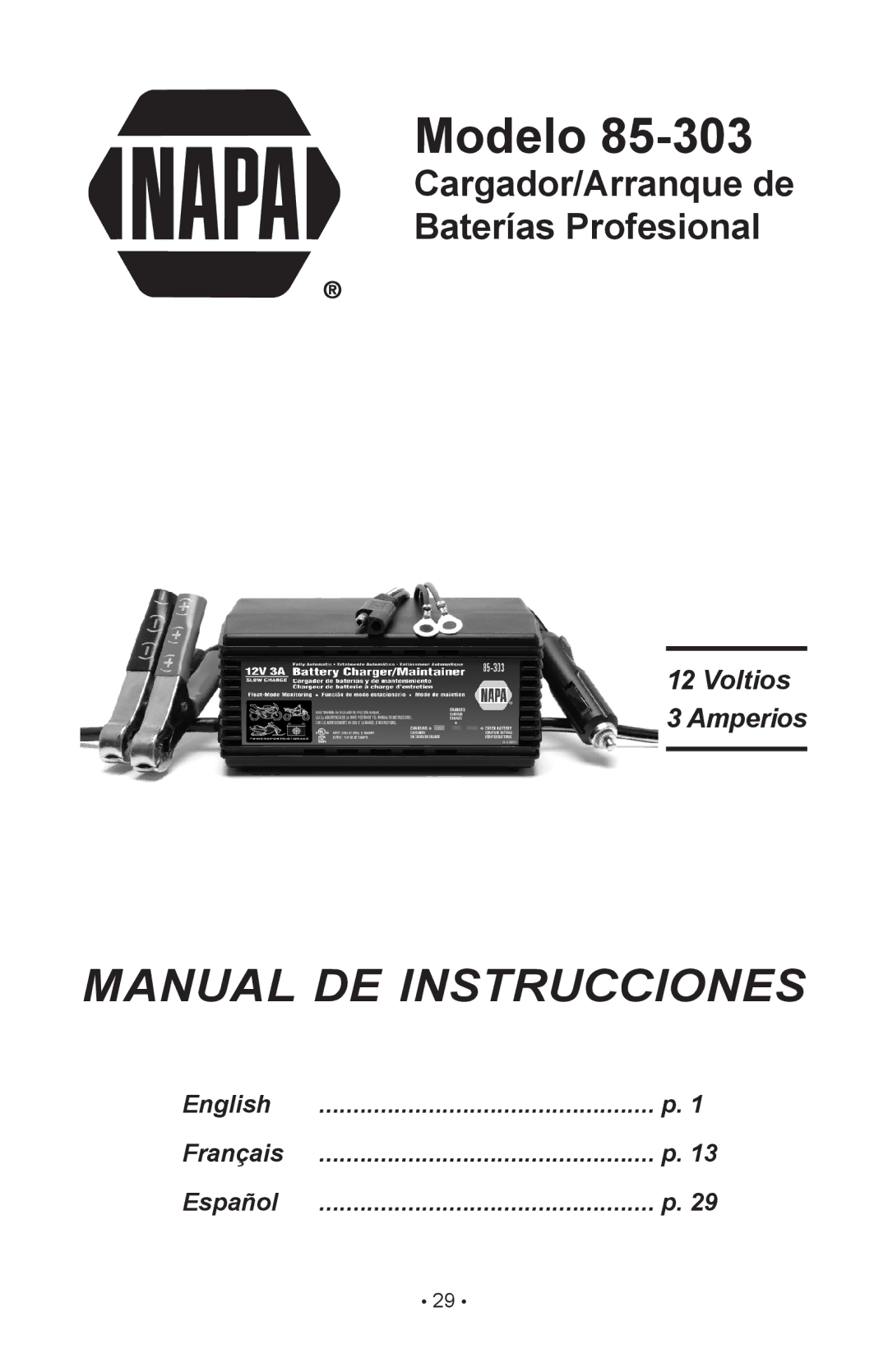 Napa Essentials 85-303 manual Modelo 