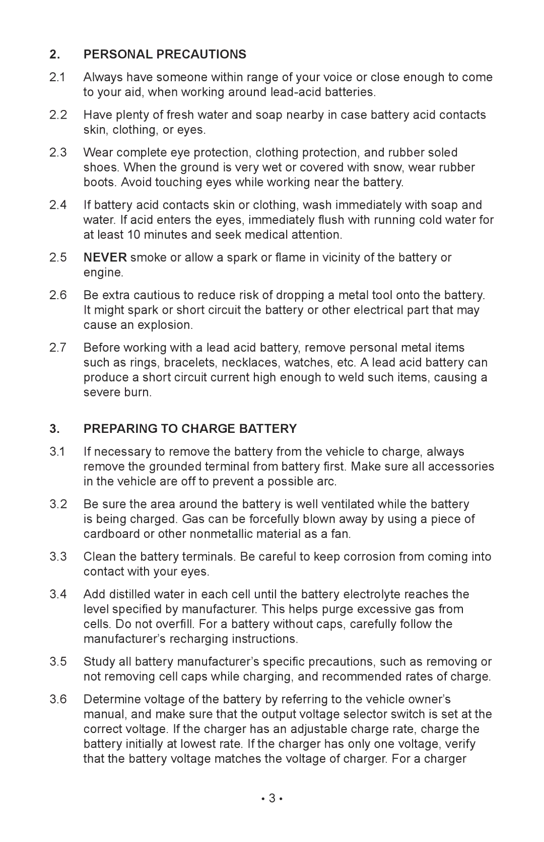 Napa Essentials 85-303 manual Personal Precautions, Preparing to Charge Battery 