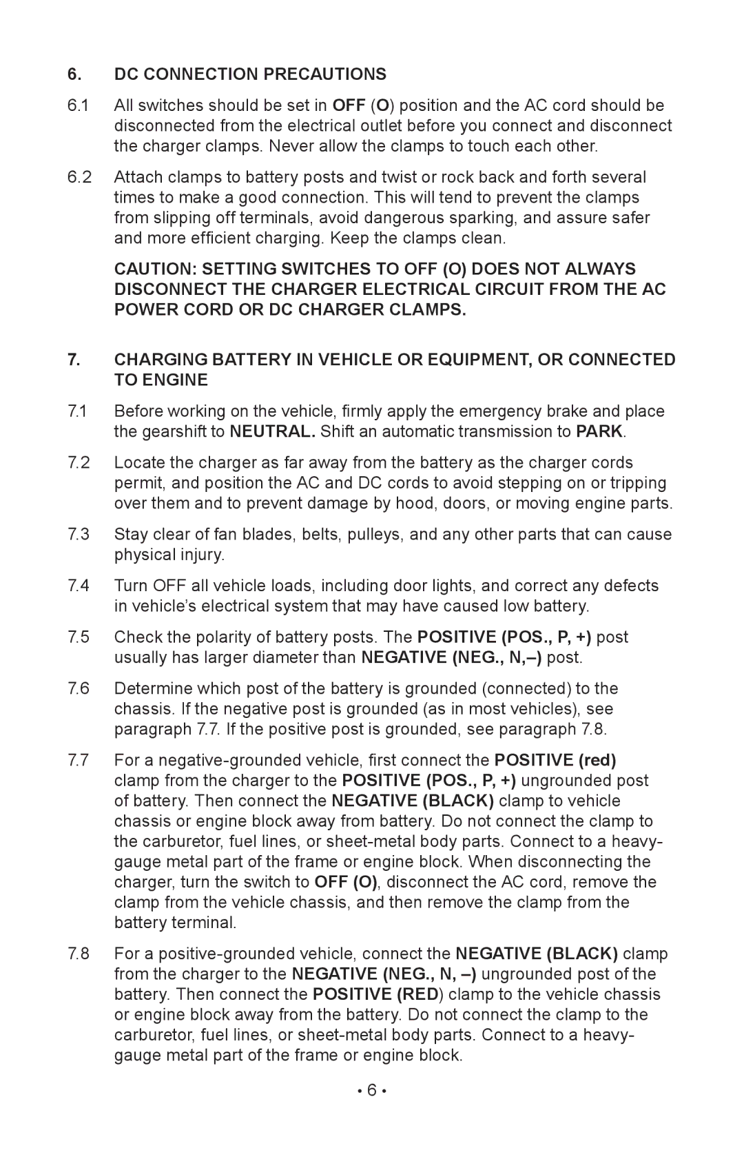 Napa Essentials 85-303 manual DC Connection Precautions 