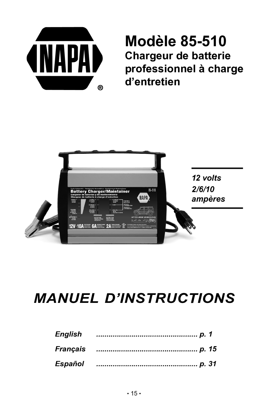 Napa Essentials 85-510 manual Modèle 