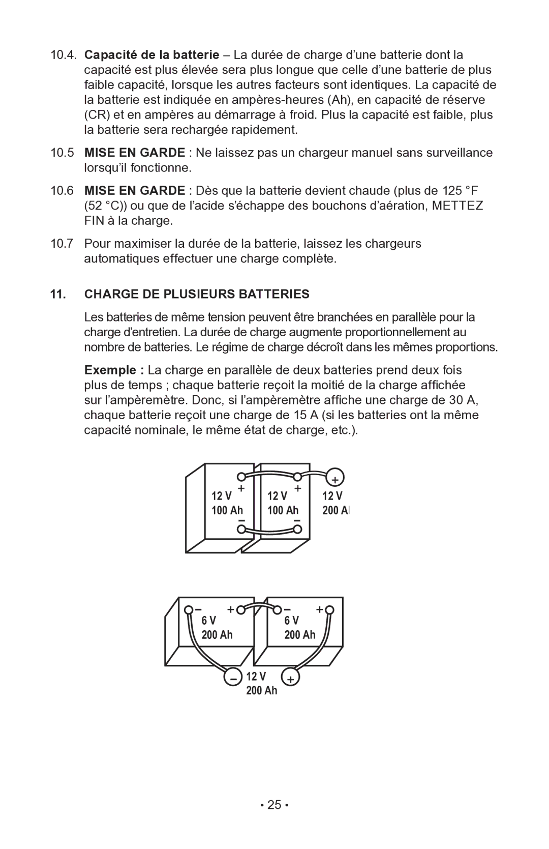 Napa Essentials 85-521 manual Charge DE Plusieurs Batteries 