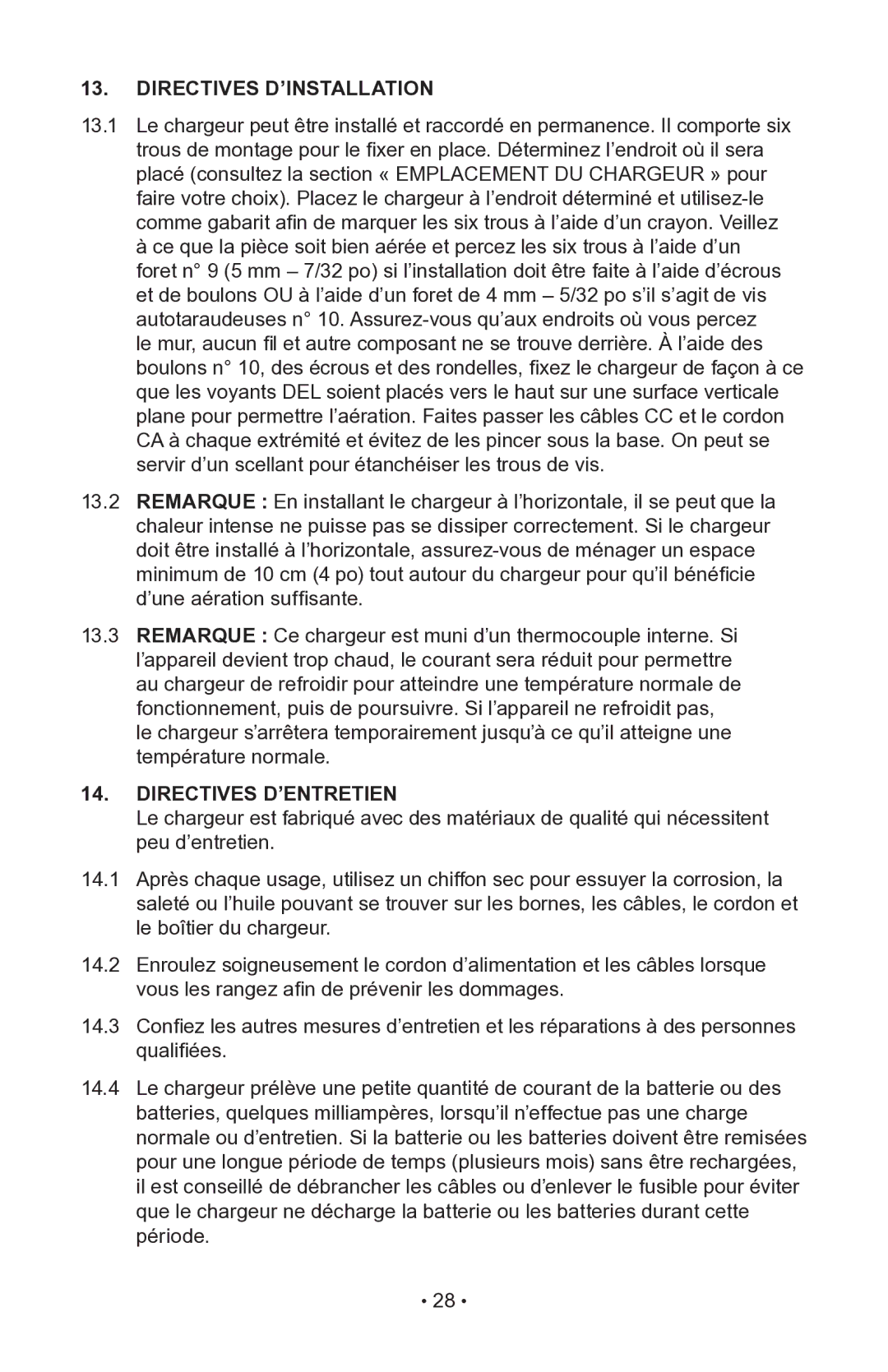 Napa Essentials 85-521 manual Directives D’INSTALLATION, Directives D’ENTRETIEN 