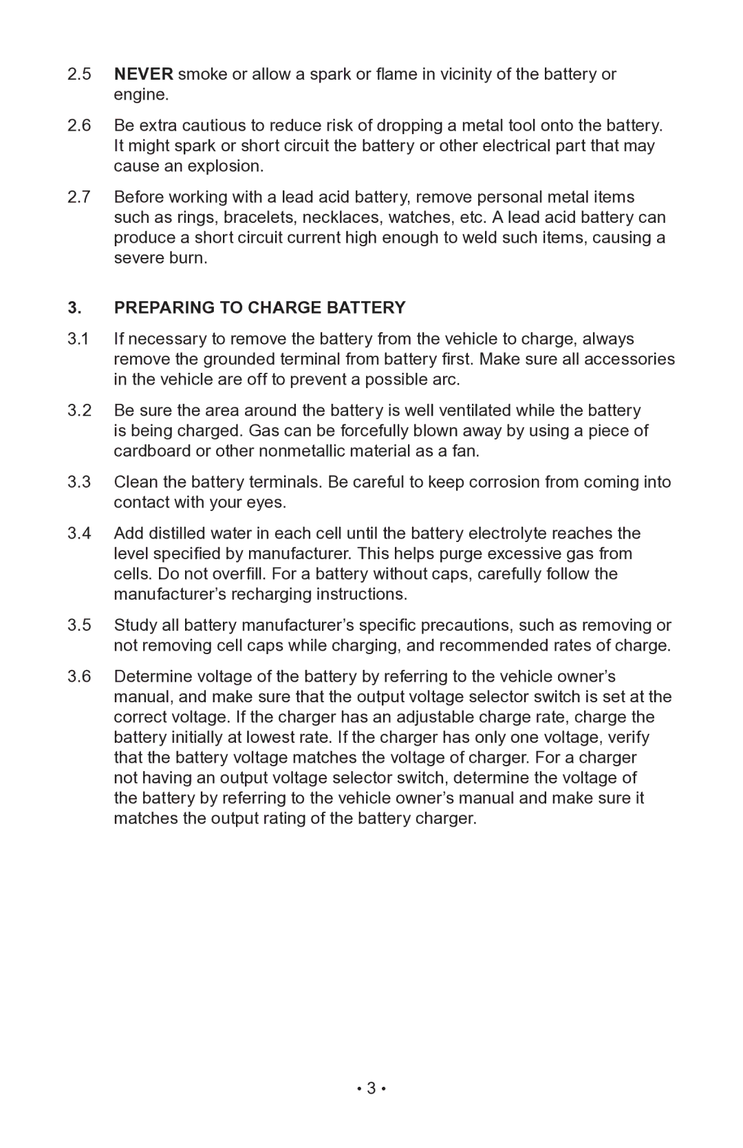 Napa Essentials 85-521 manual Preparing to Charge Battery 