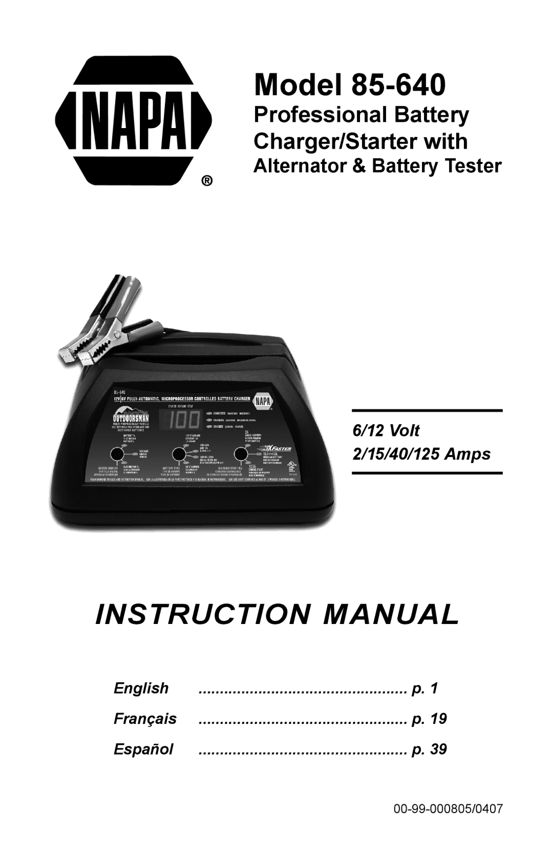 Napa Essentials 85-640 manual Model 