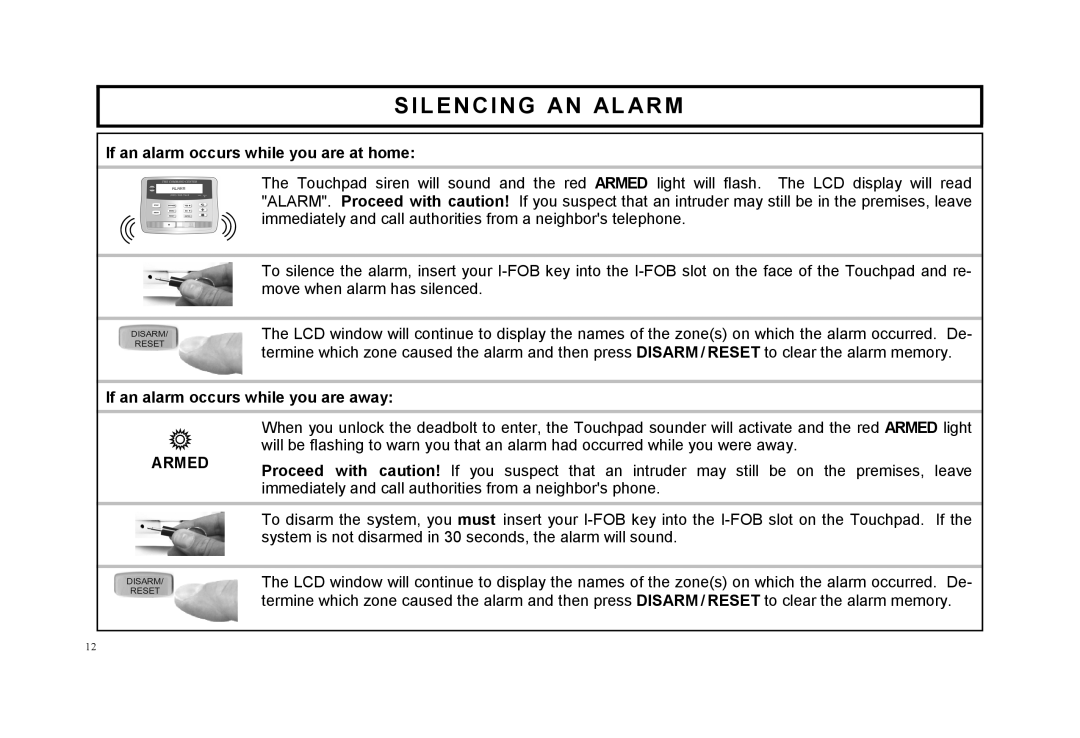 Napco Security Technologies F-64TPBR manual Silencing AN Alarm 